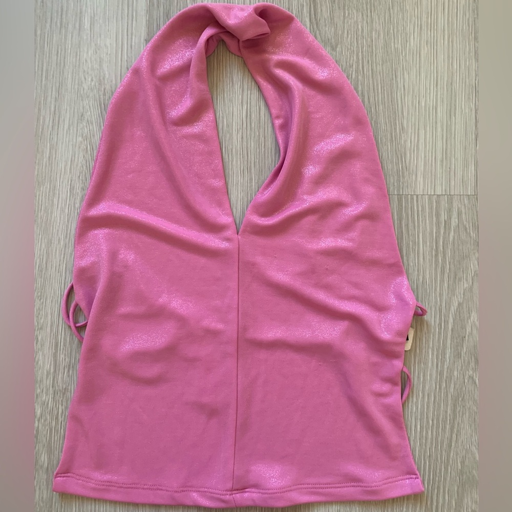 Shimmering pink halter top
